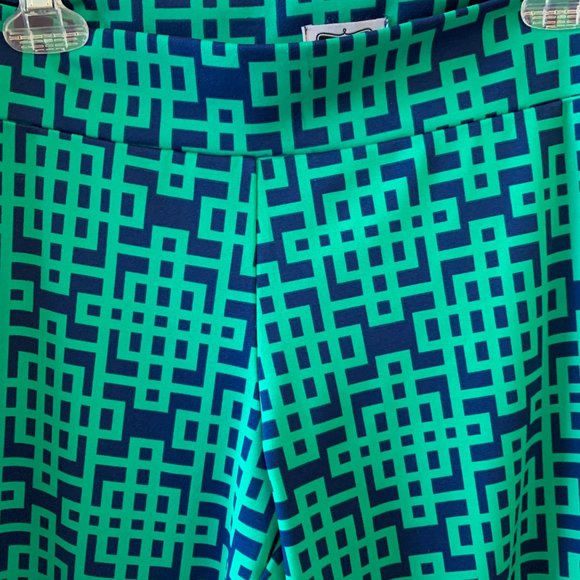 Mud Pie Medium Green and Blue Leggings - Picture 2 of 5